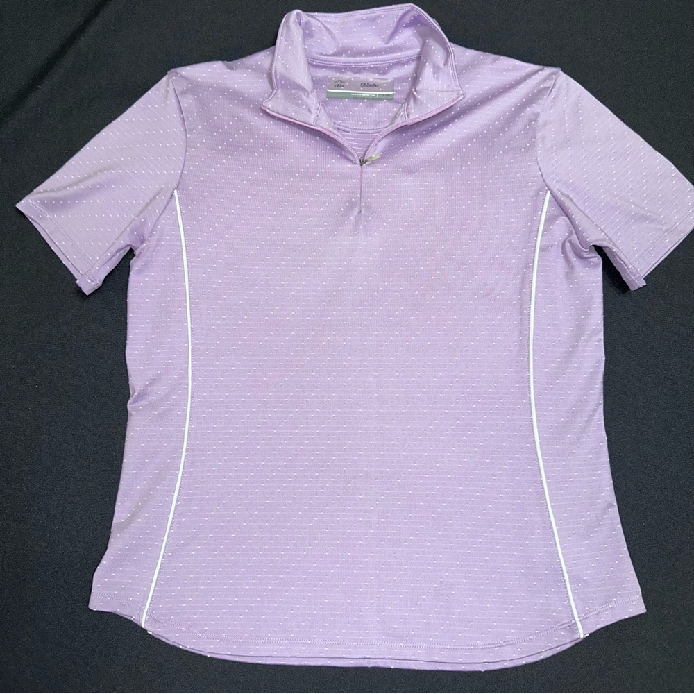 Cutter & Buck Lavender and white Quarter-Zip Polo golf shirt Ladies size Large